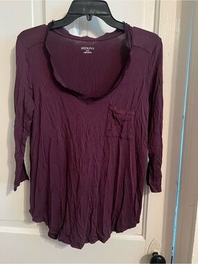 Merona Plum V-Neck Long Sleeve Pocket Tee